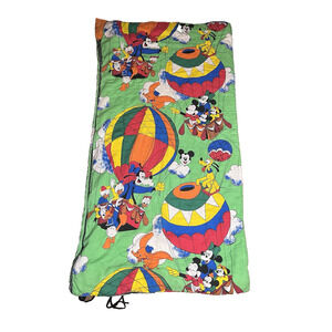 Vintage Disney Sleeping Bag Mickey Minnie Mouse Goofy Hot Air Balloon 32x60